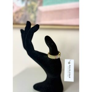 BaubleBar Pastel Rainbow Crystal Baguette Ring Alidia Gold Tone Size 8